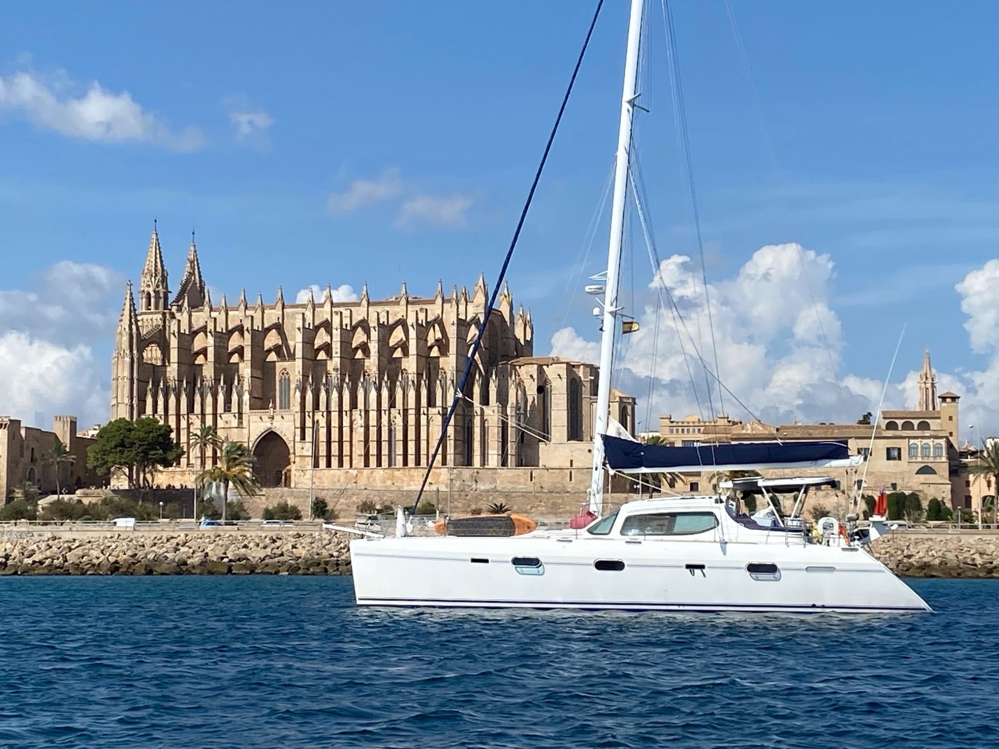 Privilege 585 sailing under spinnaker prepared by Lamadrid Yacht Services