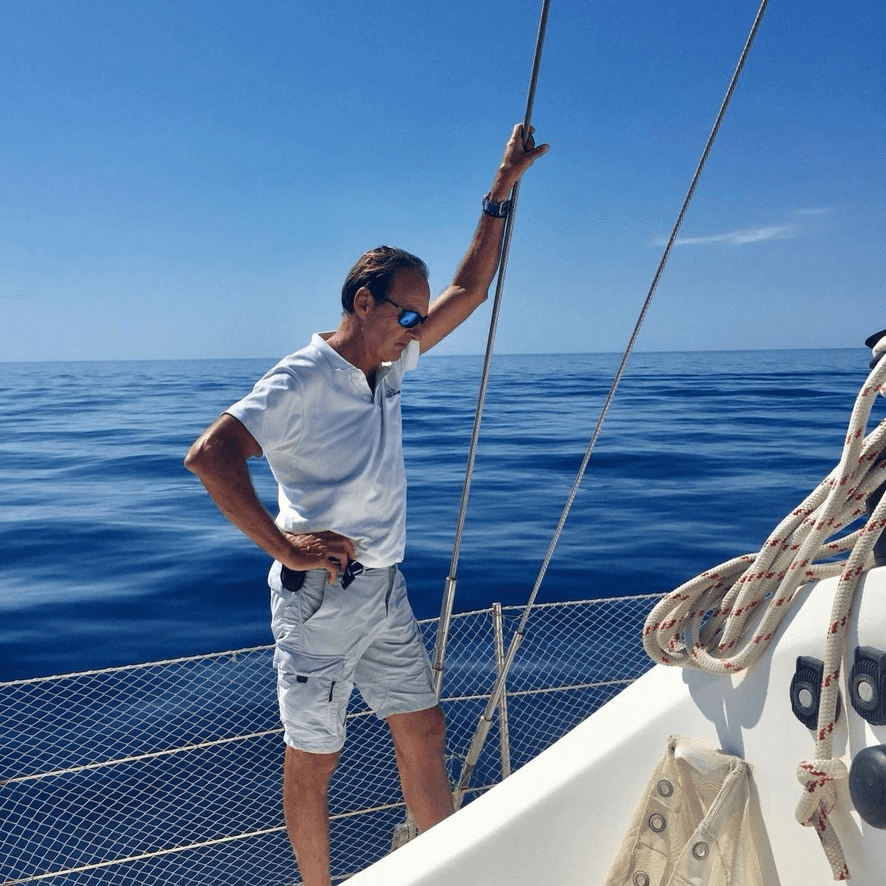 Yacht captain Nacho Lamadrid sailing offshore