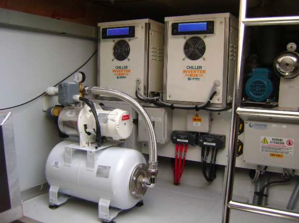 Yacht redundancy and bilge systems prepared for an ocean crossing